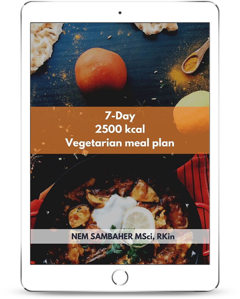 2500 kcal vegetarian meal plan